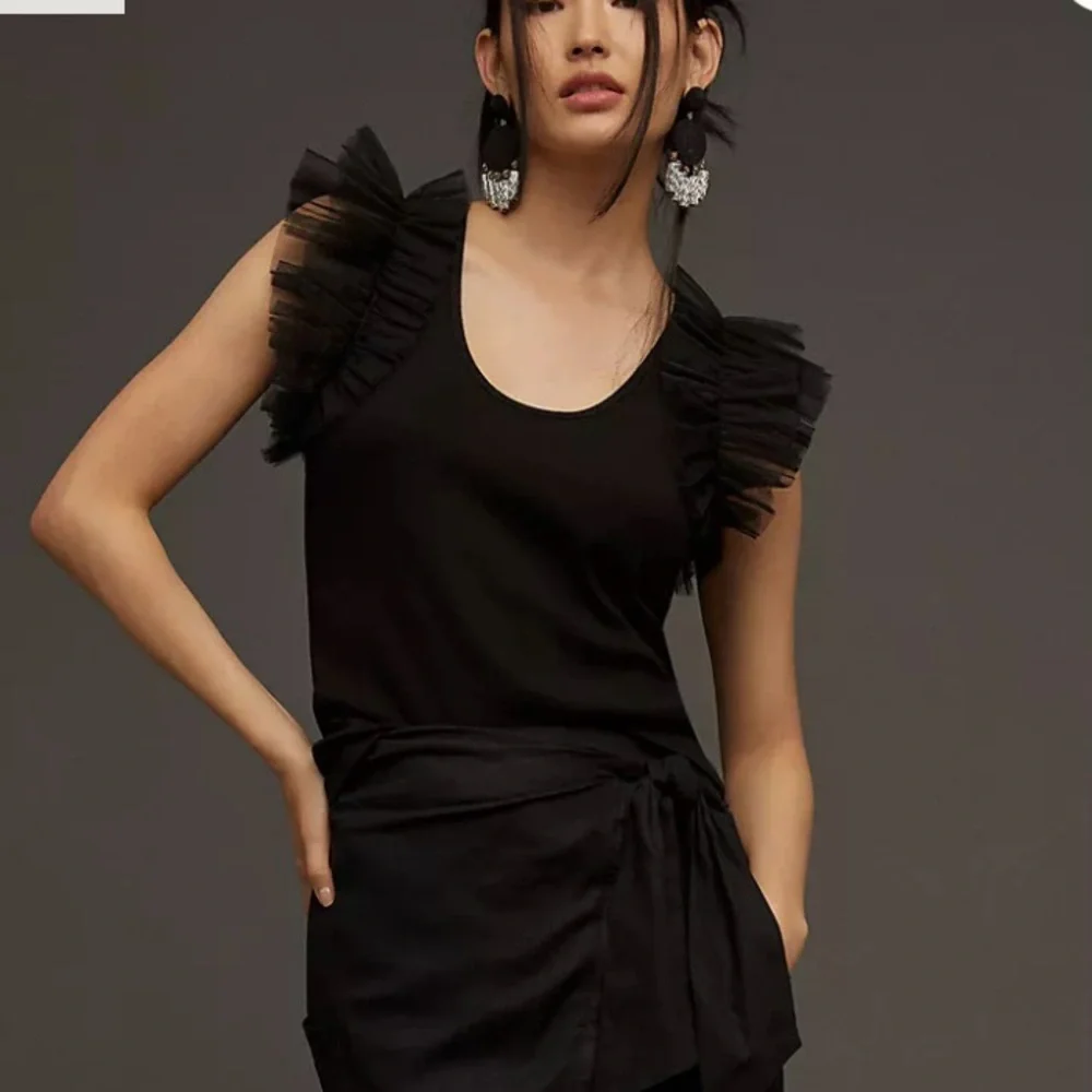 Anthropologie Dolan Tulle Sleeve Tank Top Size Medium Burnt Orange Rust NWT - Picture 10 of 11